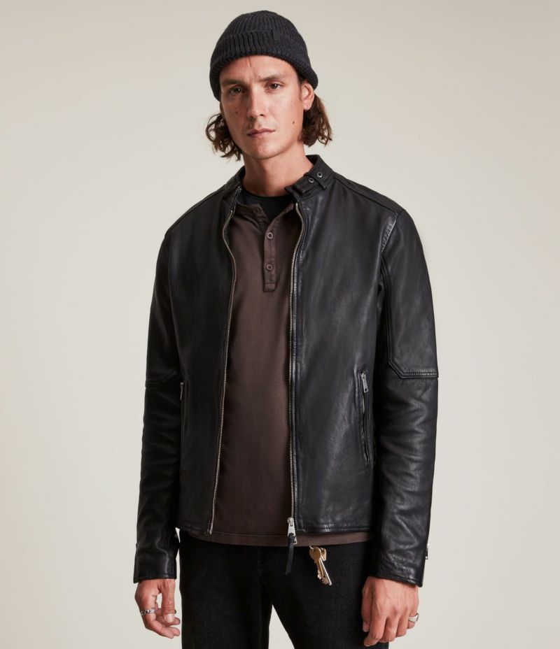 Men's Cora Leather Jacket - Hover for Measurements