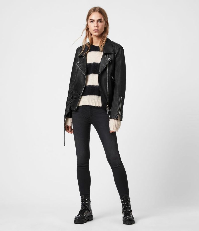 Women's Balfern Leather Jacket - Hover for Measurements