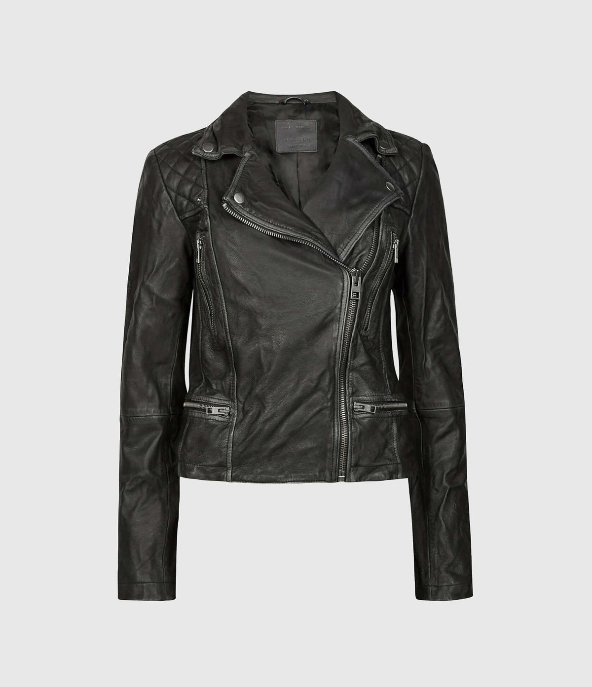 Women's Cargo Leather Jacket - Hover for Measurements