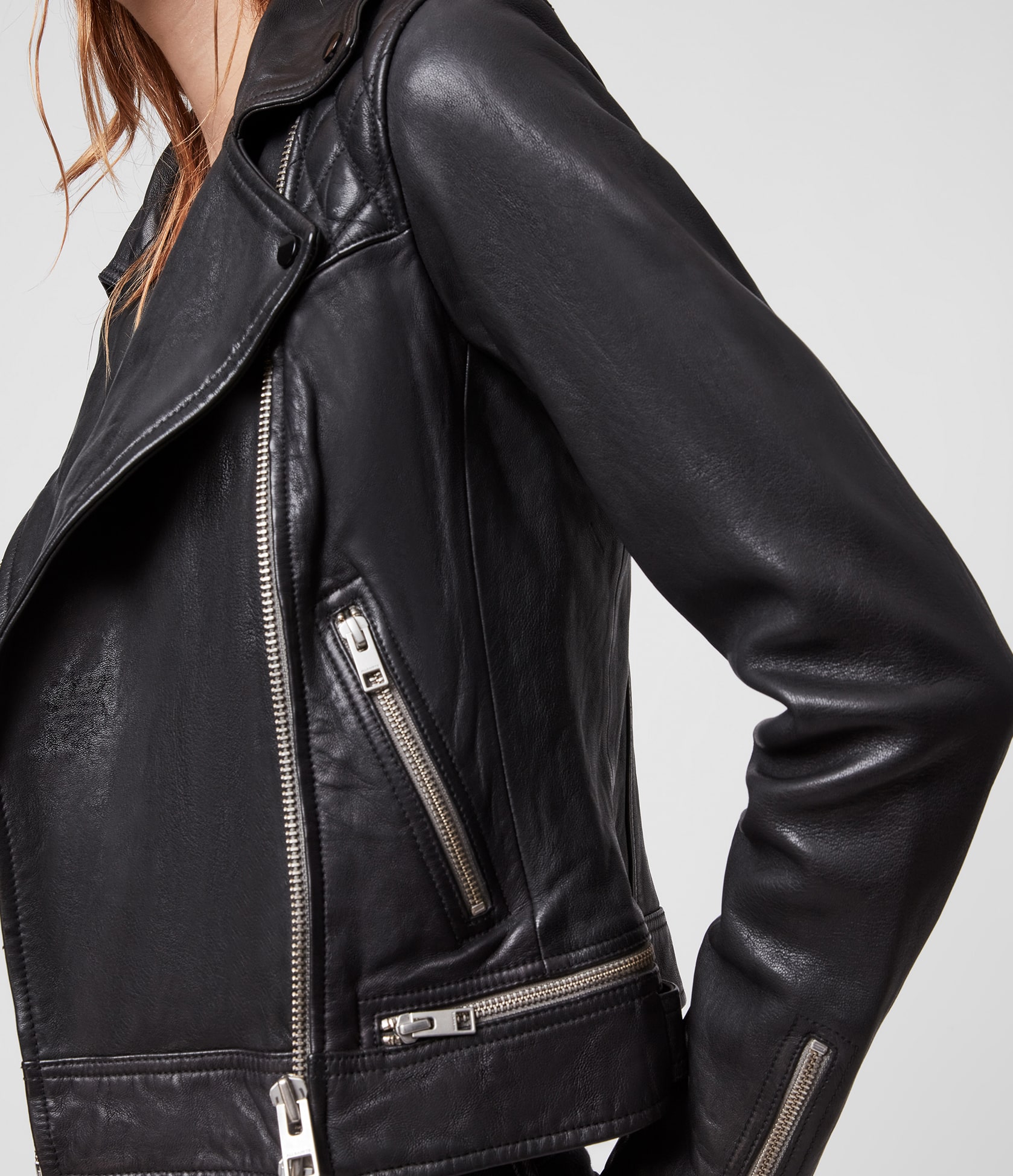 Women's Conroy Leather Jacket - Side View