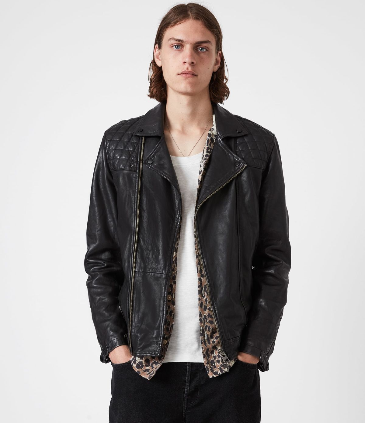 Men's Conroy Leather Jacket - Front View