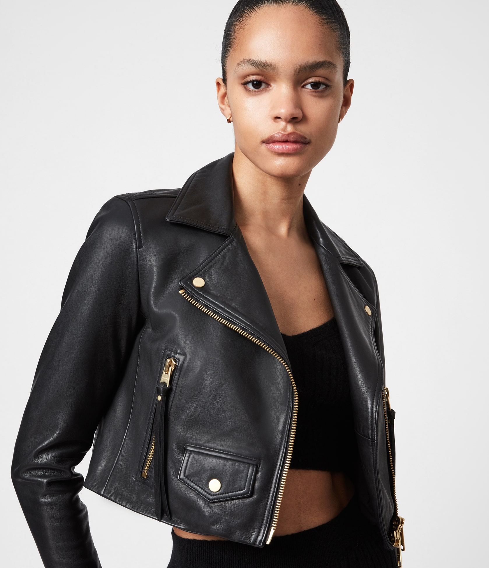 Women's Elora Leather Jacket - Front View