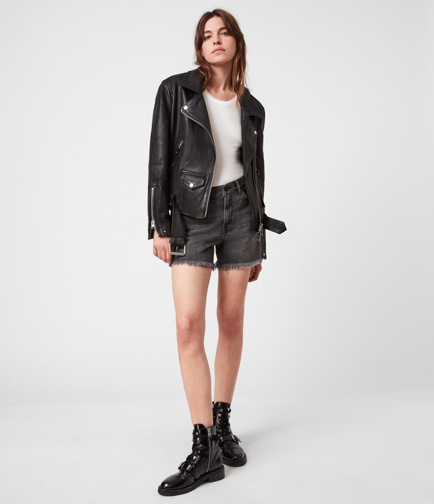 Women's Luna Leather Jacket - Outfit Front View