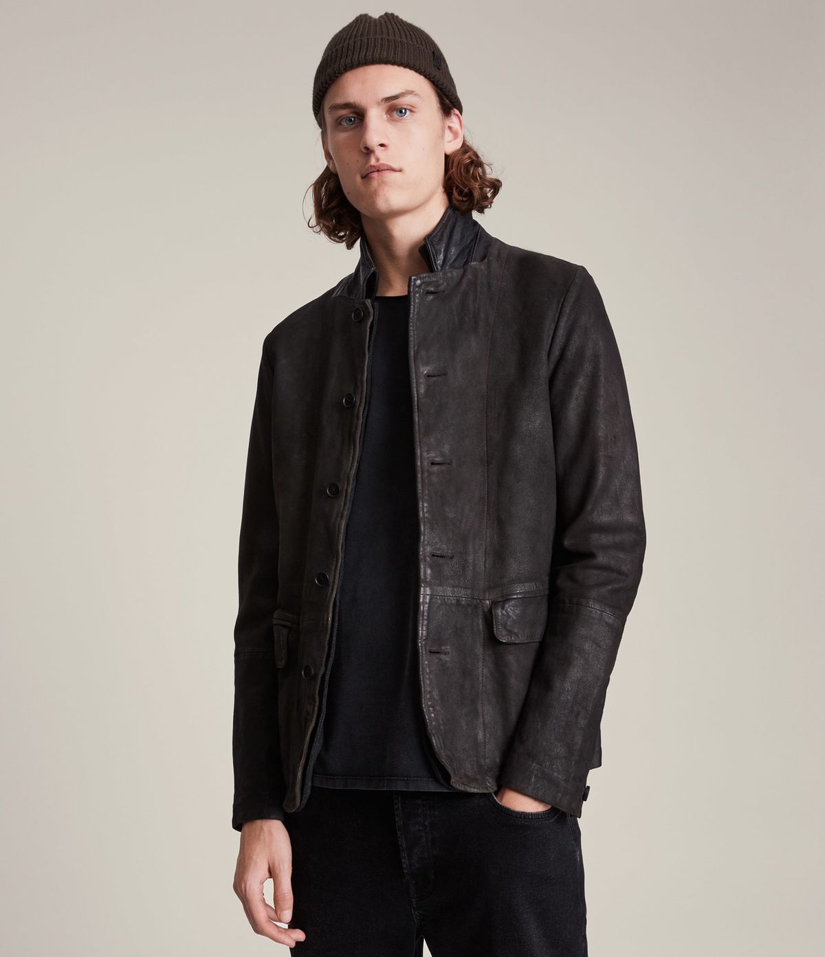 Men's Survey Leather Jacket - Front View