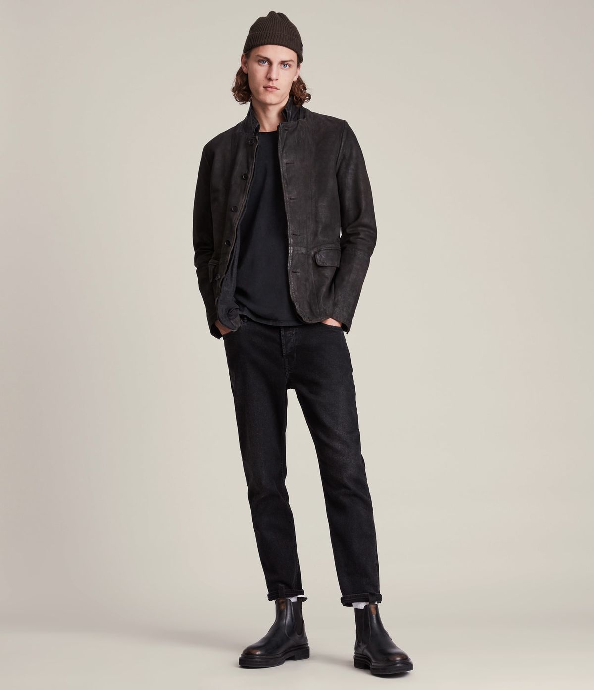 Men's Survey Leather Jacket - Outfit Front View