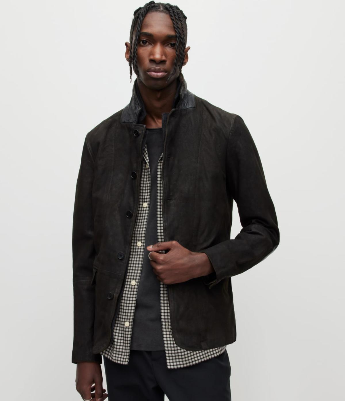 Men's Survey Leather Jacket - Front View