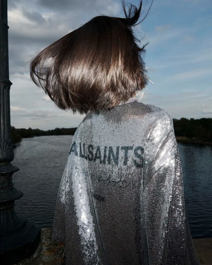 新品 ALLSAINTS オールセインツ フリルシフォン七分袖 新品 ALLSAINTS オールセインツ フリルシフォン七分袖