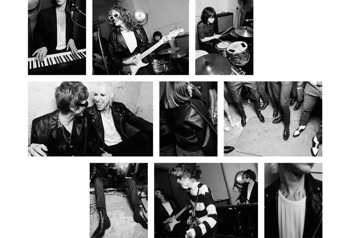 A collage of black and white photographs