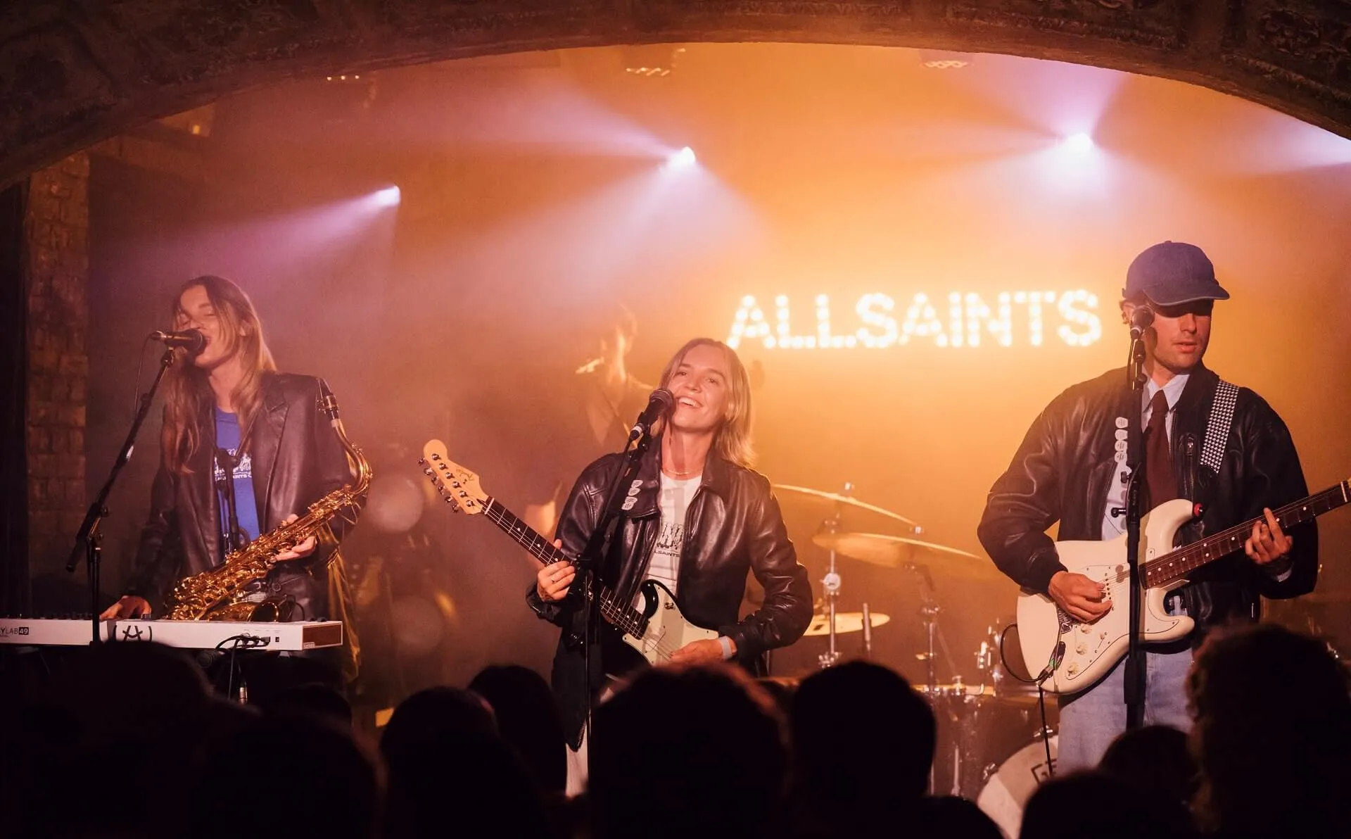 Closeup shot of frontsinger performing.