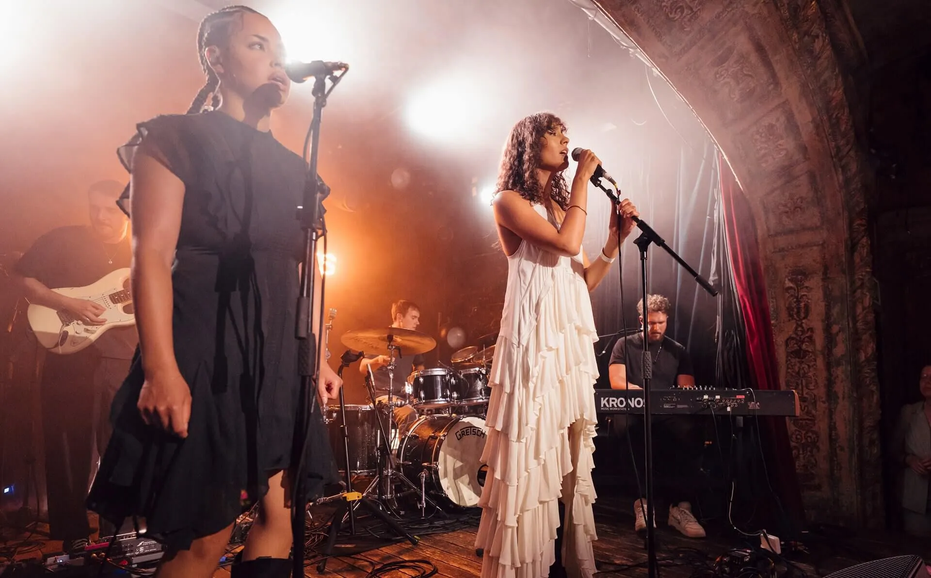 Closeup shot of frontsinger performing.