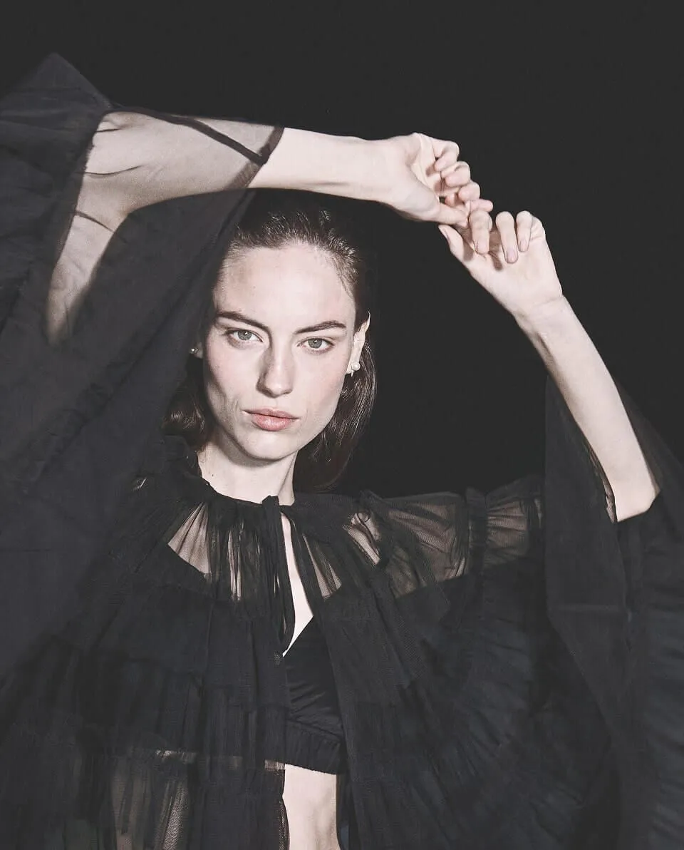 Close up of women in black dress