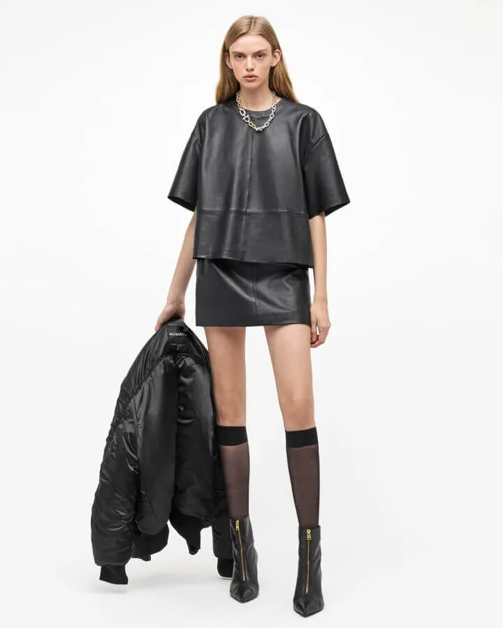 Shop the Renai Short Sleeve Leather T-Shirt.