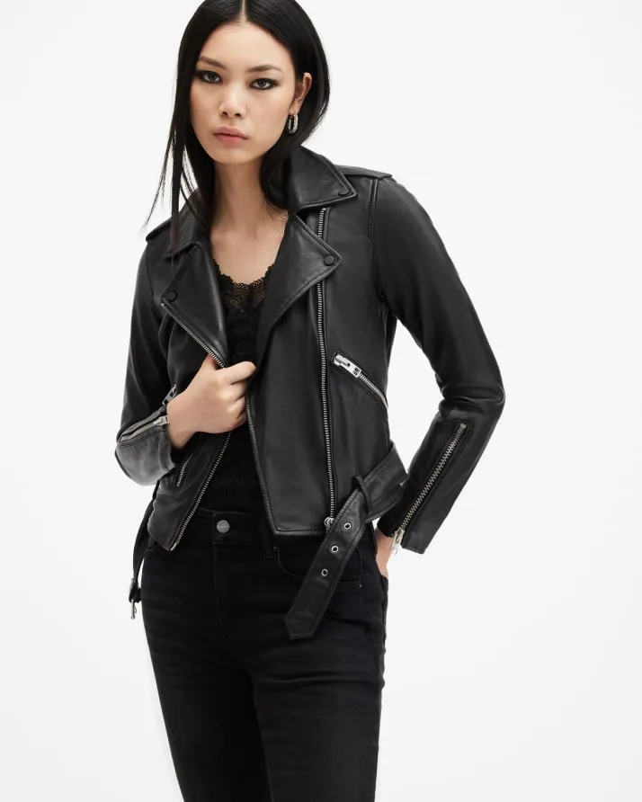 Women's Balfern Leather Jacket - Front View