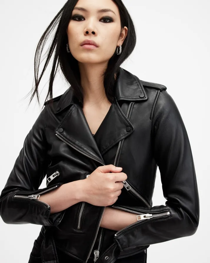 Women's Balfern Leather Jacket - Front View