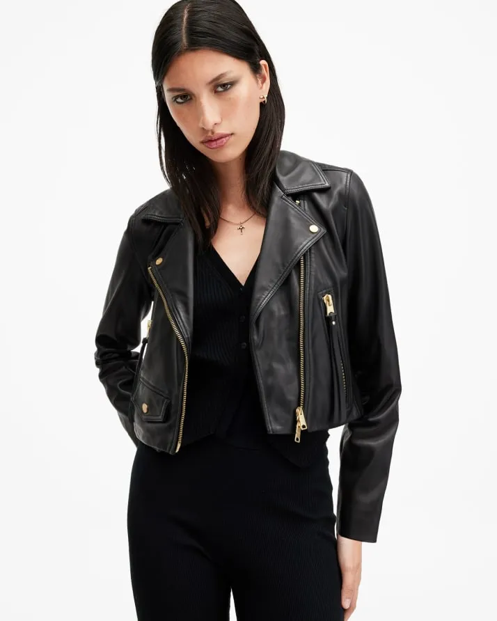 オールセインツ　レザージャケット 黒　US4サイズ Women's Leather Size Guide