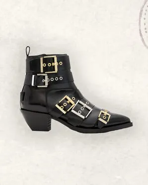 Shop the Jane Buckle Pointed Leather Boots