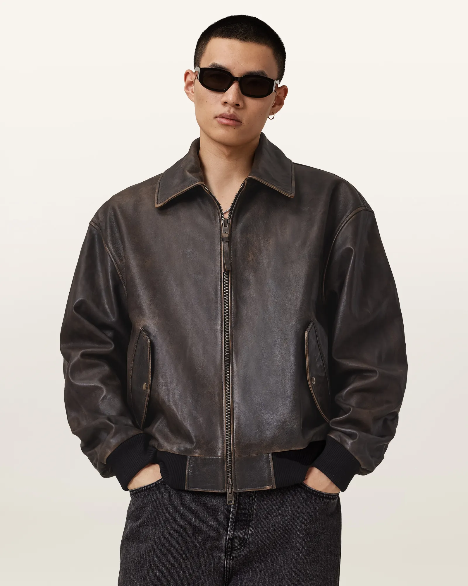 ALLSAINTS オールセインツ　メンズ　グレー スエード ジャケット　L ALLSAINTS オールセインツ メンズ グレー スエード ジャケット L