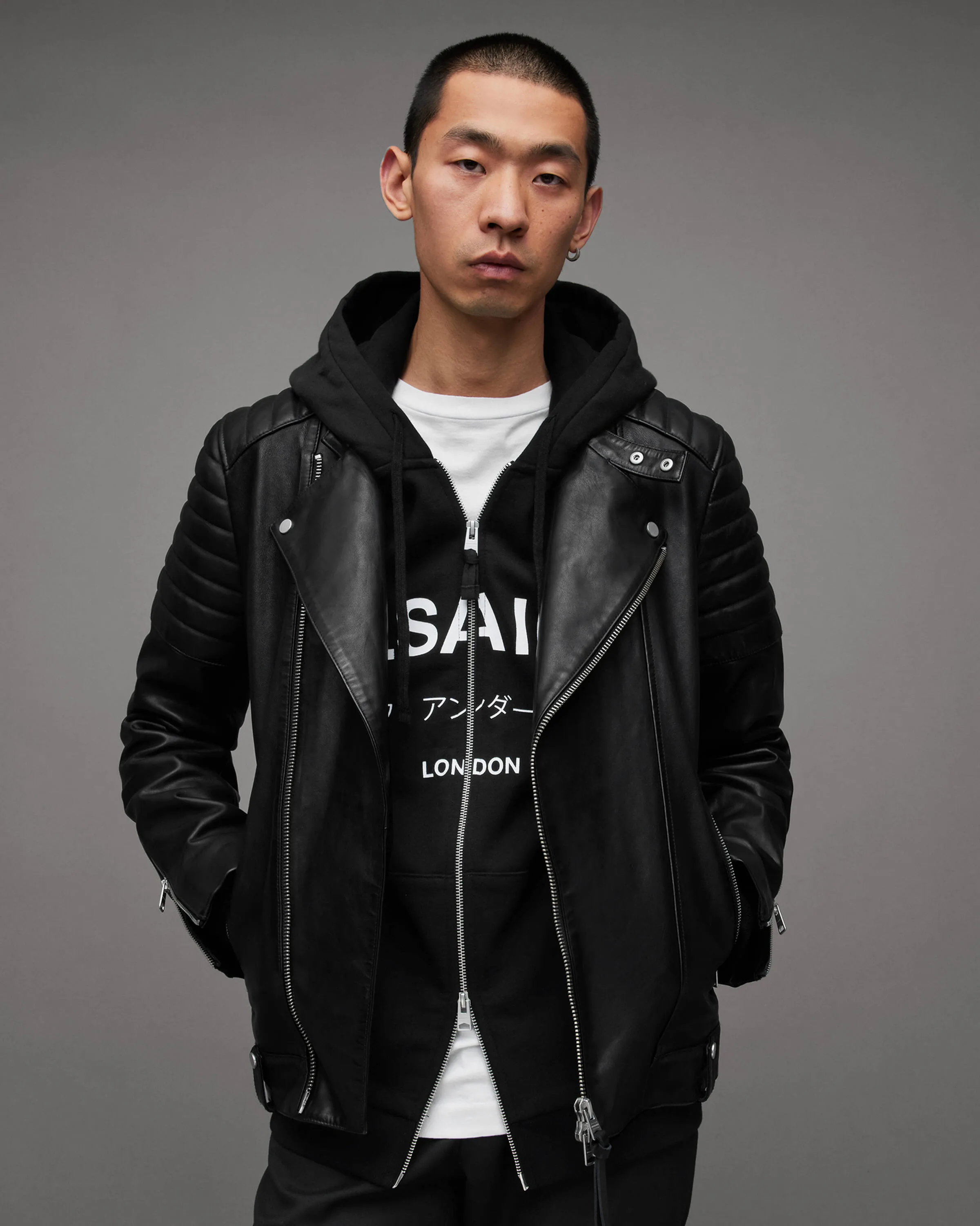 ALLSAINTS』オールセインツ【XS】ダウン ジャケット 黒 メンズ-