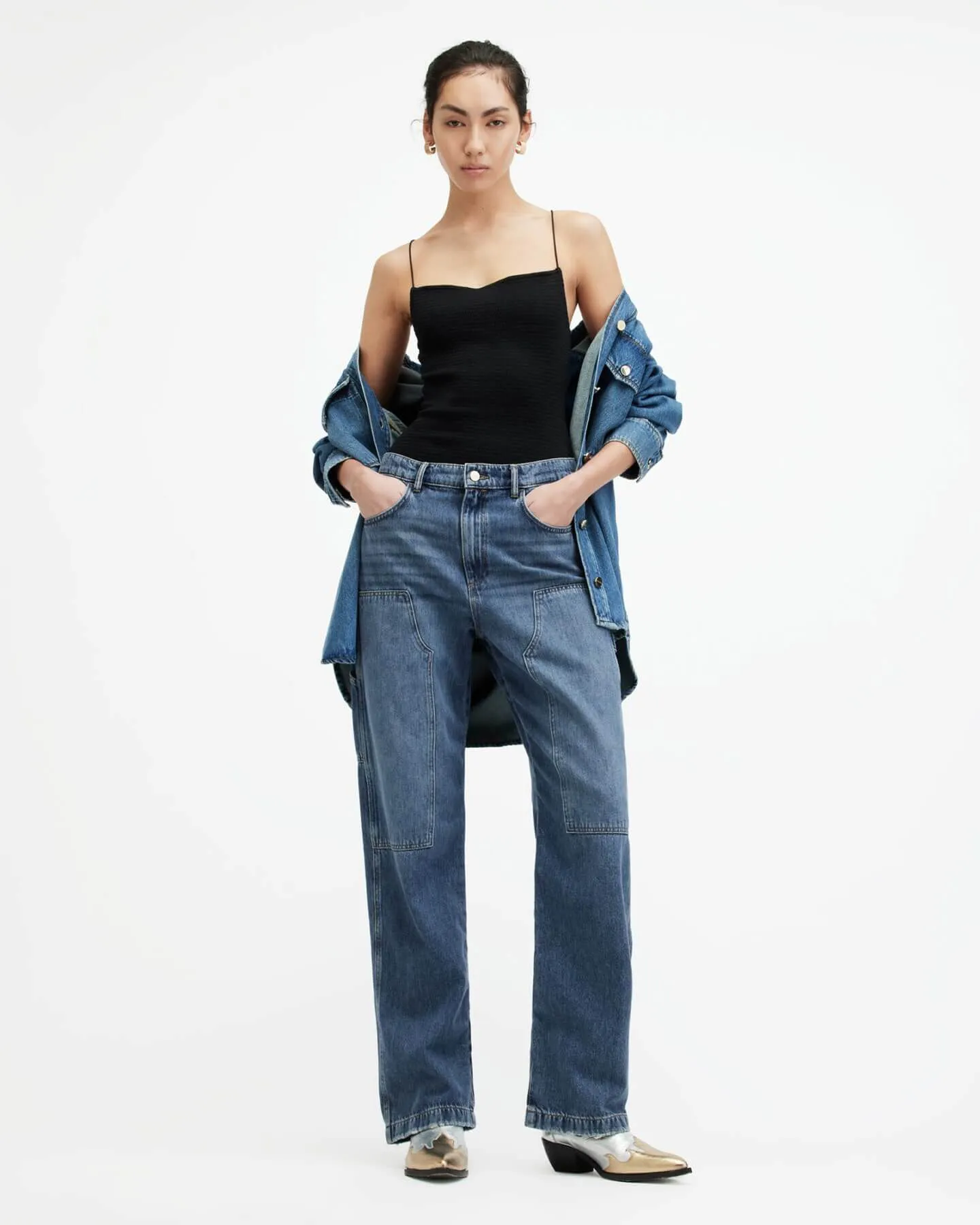 Shop the Mia Carpenter Wide Leg Denim Jeans.