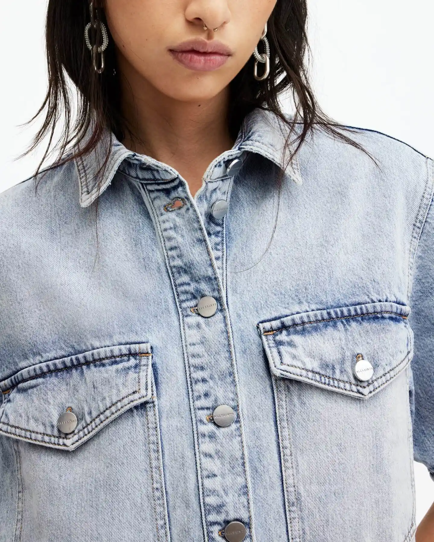 Shop the Tove Cropped Oversized Denim Shirt.