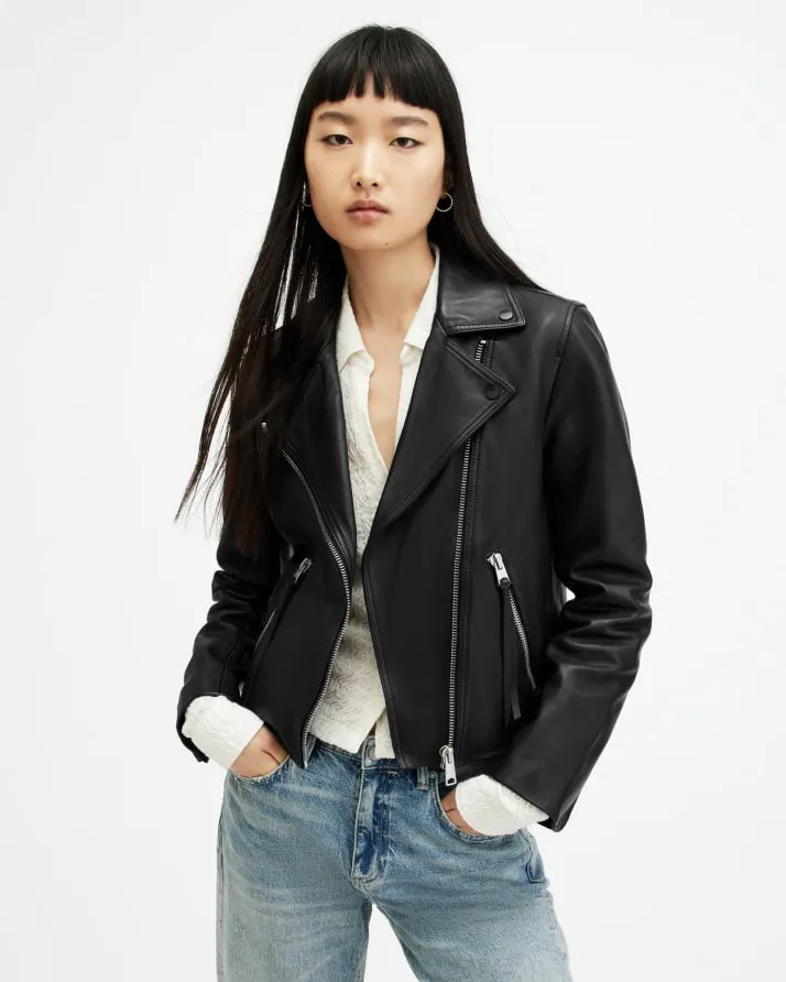Women's Dalby Leather Jacket - Hover for Measurements