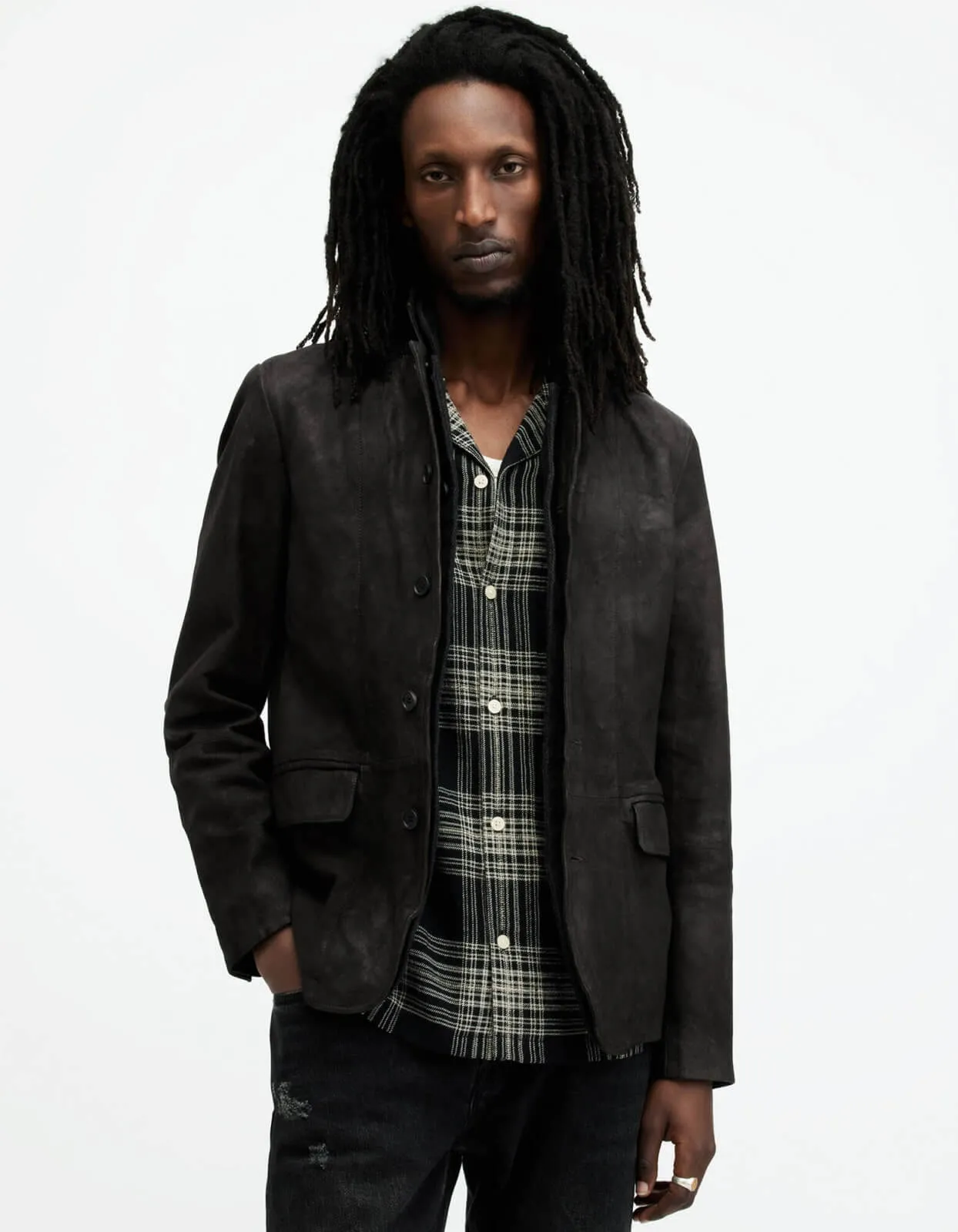 All Saints ラムレザー ダブルライダースジャケット　ブラック　UK6 オールセインツのラムジャケットです。 All Saints ラムレザー