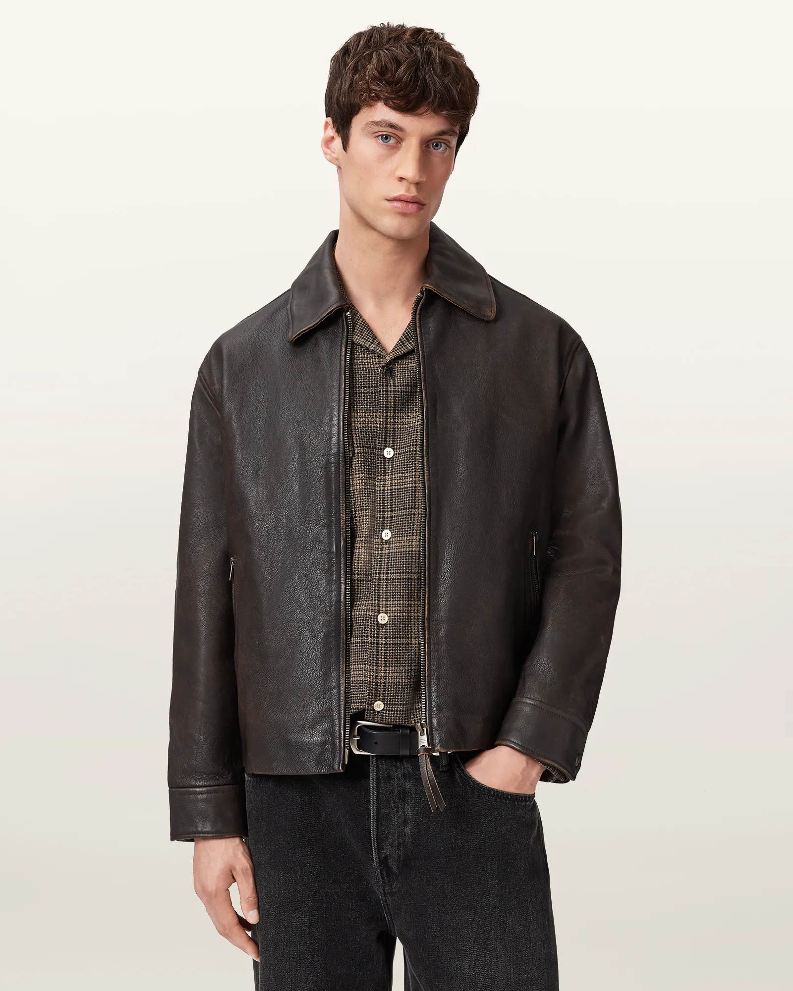ALLSAINTS オールセインツ　メンズ　グレー スエード ジャケット　L ALLSAINTS オールセインツ メンズ グレー スエード ジャケット L