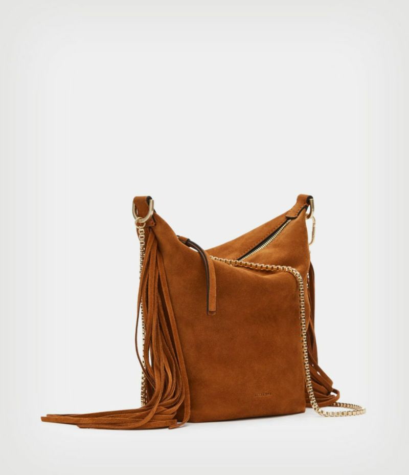 EVALINE FRINGE CROSSBODY SUEDE BAG