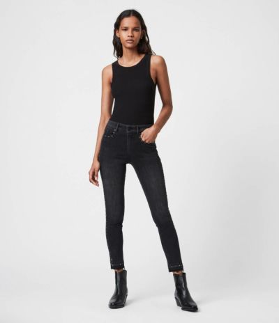 DURAN MID-RISE SUPERSTRETCH SKINNY CARGO JEANS, BLACK | オール