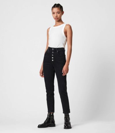 DURAN MID-RISE SUPERSTRETCH SKINNY CARGO JEANS, BLACK | オール