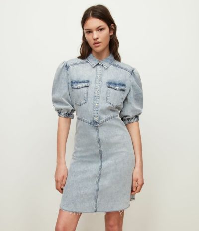 OSA LINEN BLEND WASHED DENIM MIDI DRESS | オールセインツ 公式