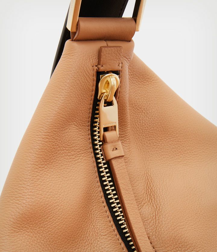 fringe design leather shoulder bag camel