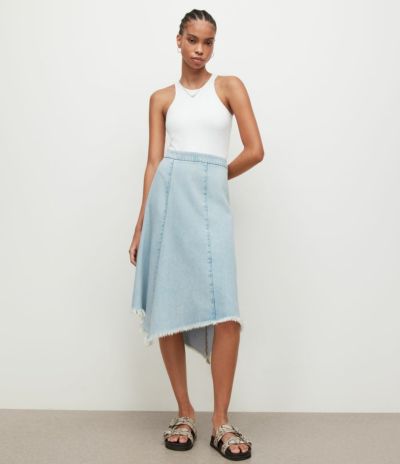 OSA LINEN BLEND WASHED DENIM MIDI DRESS | オールセインツ 公式