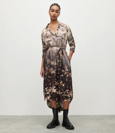 NISHA LETICIA SILK BLEND MIDI DRESS | オールセインツ 公式