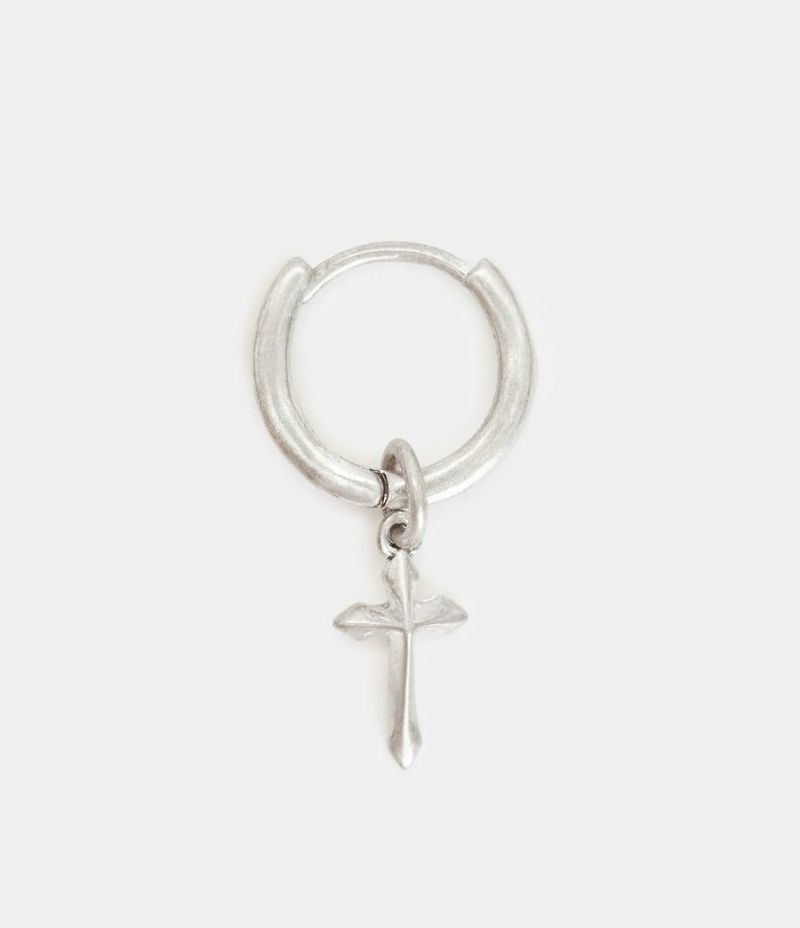 KADE STERLING SILVER CROSS HOOP EARRINGS | オールセインツ 公式