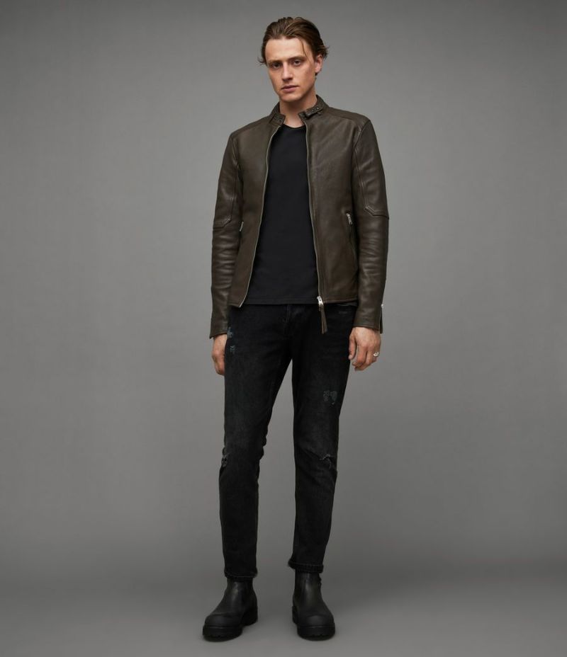 Allsaints オールセインツ　黒　ブラウン　レザー　ジャケット　アウター レザー | オールセインツ 公式オンラインストア