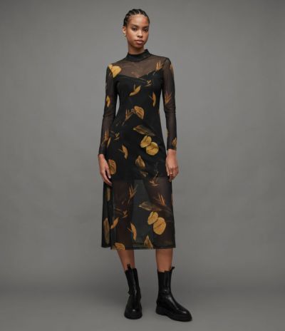 NAOMI SILK BLEND ARETHA PRINT MIDI DRESS | オールセインツ 公式