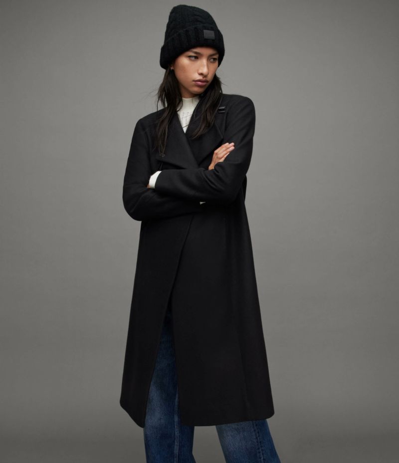 RILEY WRAP AROUND BELTED LONG LINE COAT