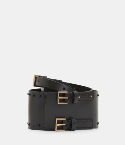 MAXIE STUDDED LEATHER DOUBLE BUCKLE BELT | オールセインツ 公式