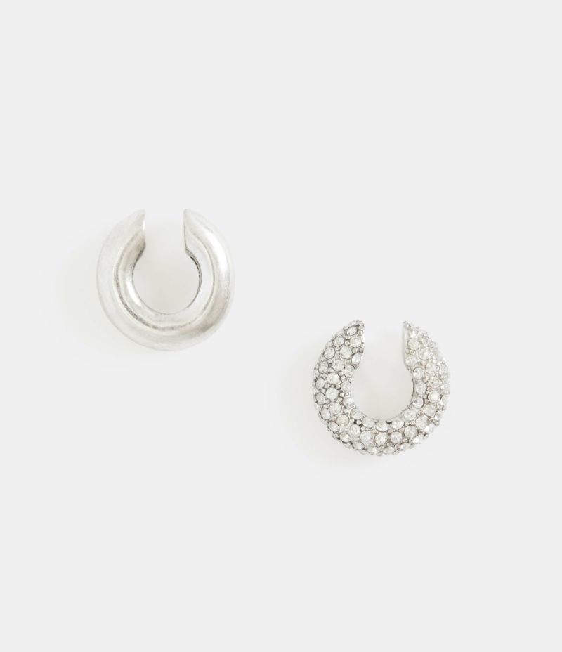 CELESTE CHUNKY SILVER TONE CUFF EARRINGS | オールセインツ 公式