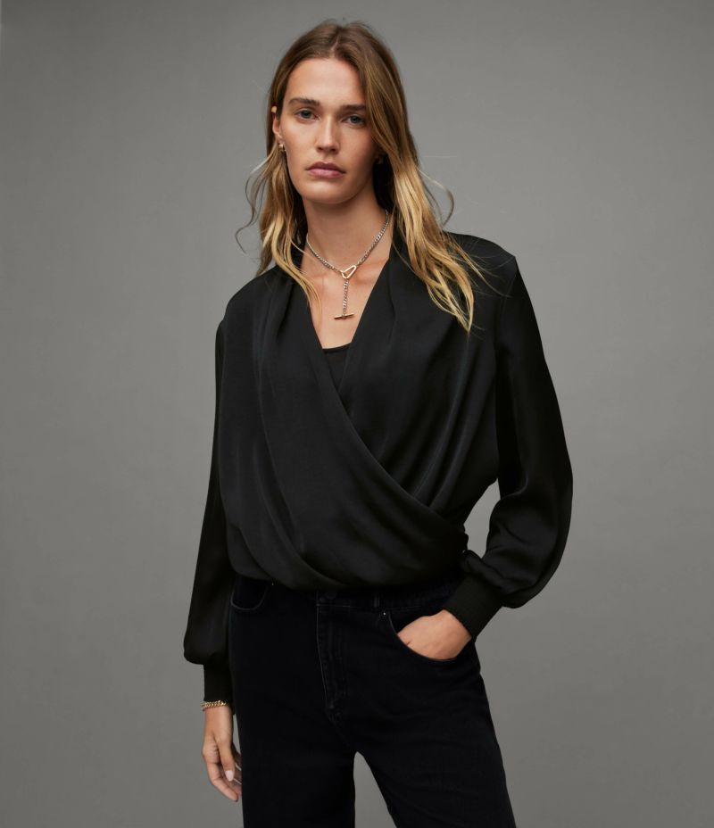 ABI LONG SLEEVE DRAPED WRAP OVER TOP | オールセインツ 公式