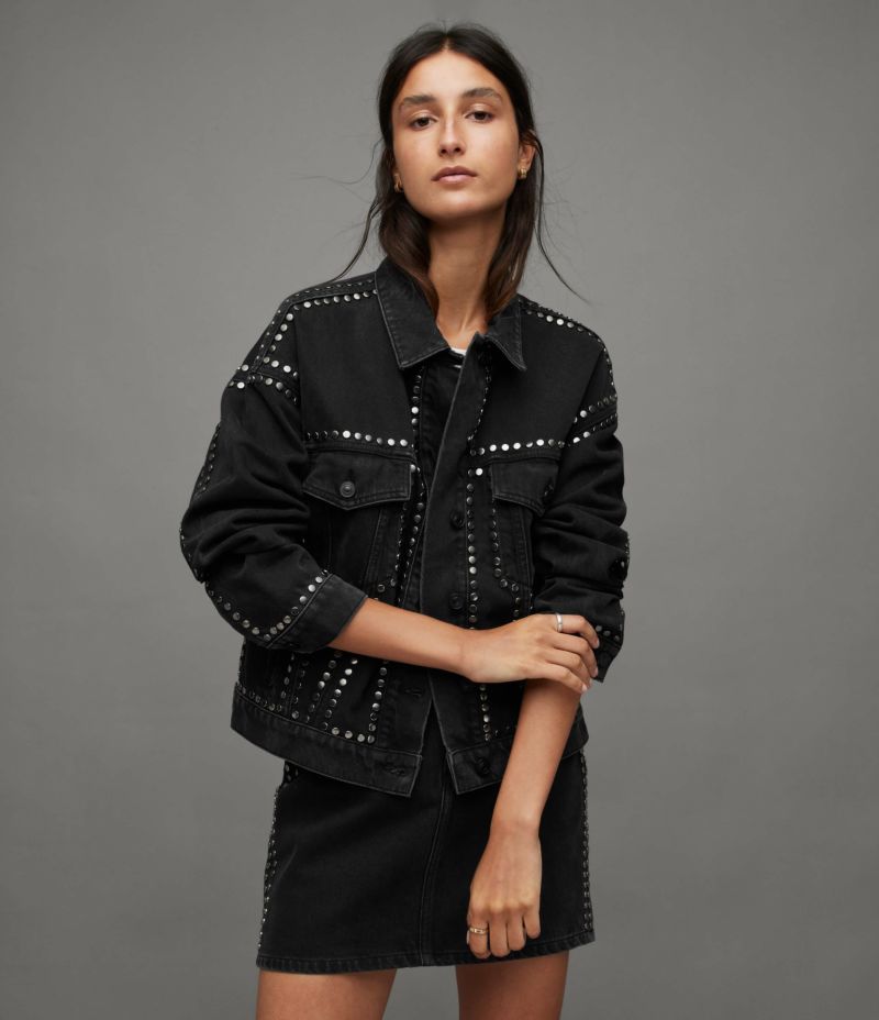 Studded black 2025 jean jacket