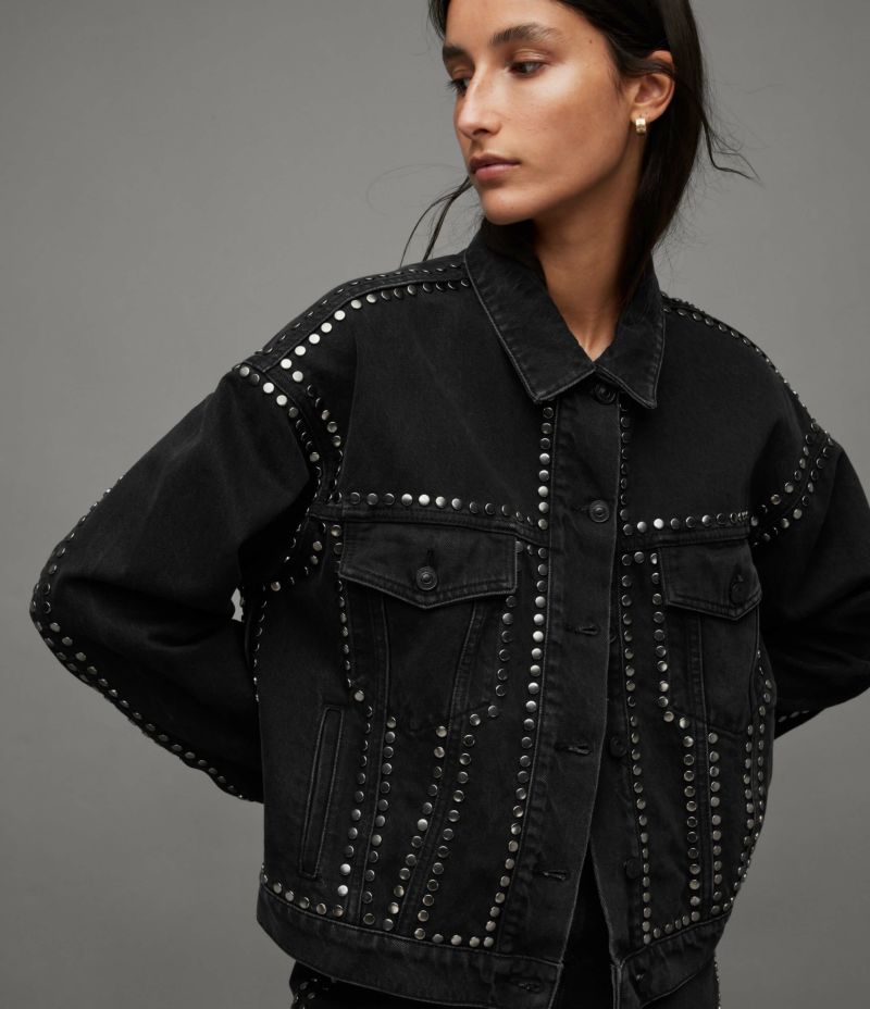 BELLA STUDDED RELAXED FIT DENIM JACKET | オールセインツ 公式