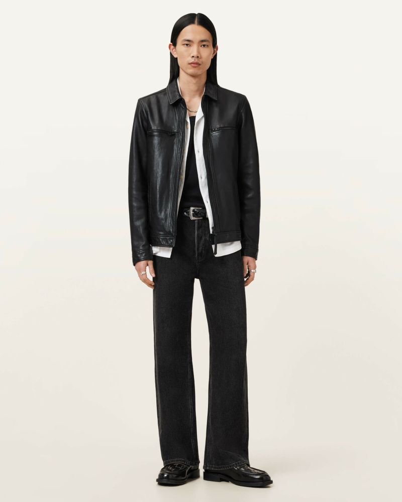 ALLSAINTS ブラックジャケット ブラックレザージャケット | オールセインツ 公式オンラインストア