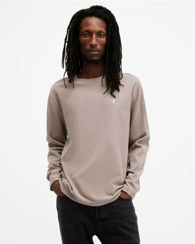 オールセインツ メンズ 長袖Tシャツ MD170H STONE TAUPE オールセインツ メンズ 長袖Tシャツ MD170H STONE TAUPE