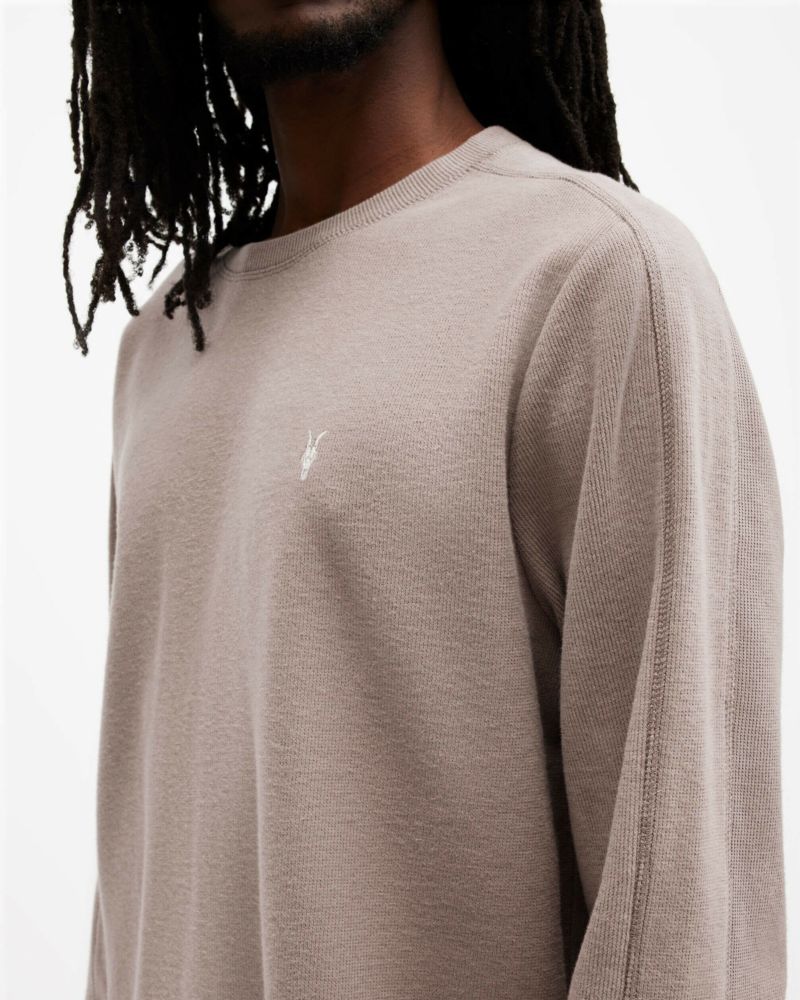 オールセインツ メンズ 長袖Tシャツ MD170H STONE TAUPE オールセインツ メンズ 長袖Tシャツ MD170H STONE TAUPE