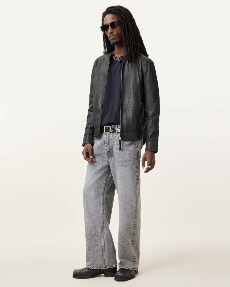 ALLSAINTS オールセインツ　メンズ　グレー スエード ジャケット　L レザー | オールセインツ 公式オンラインストア