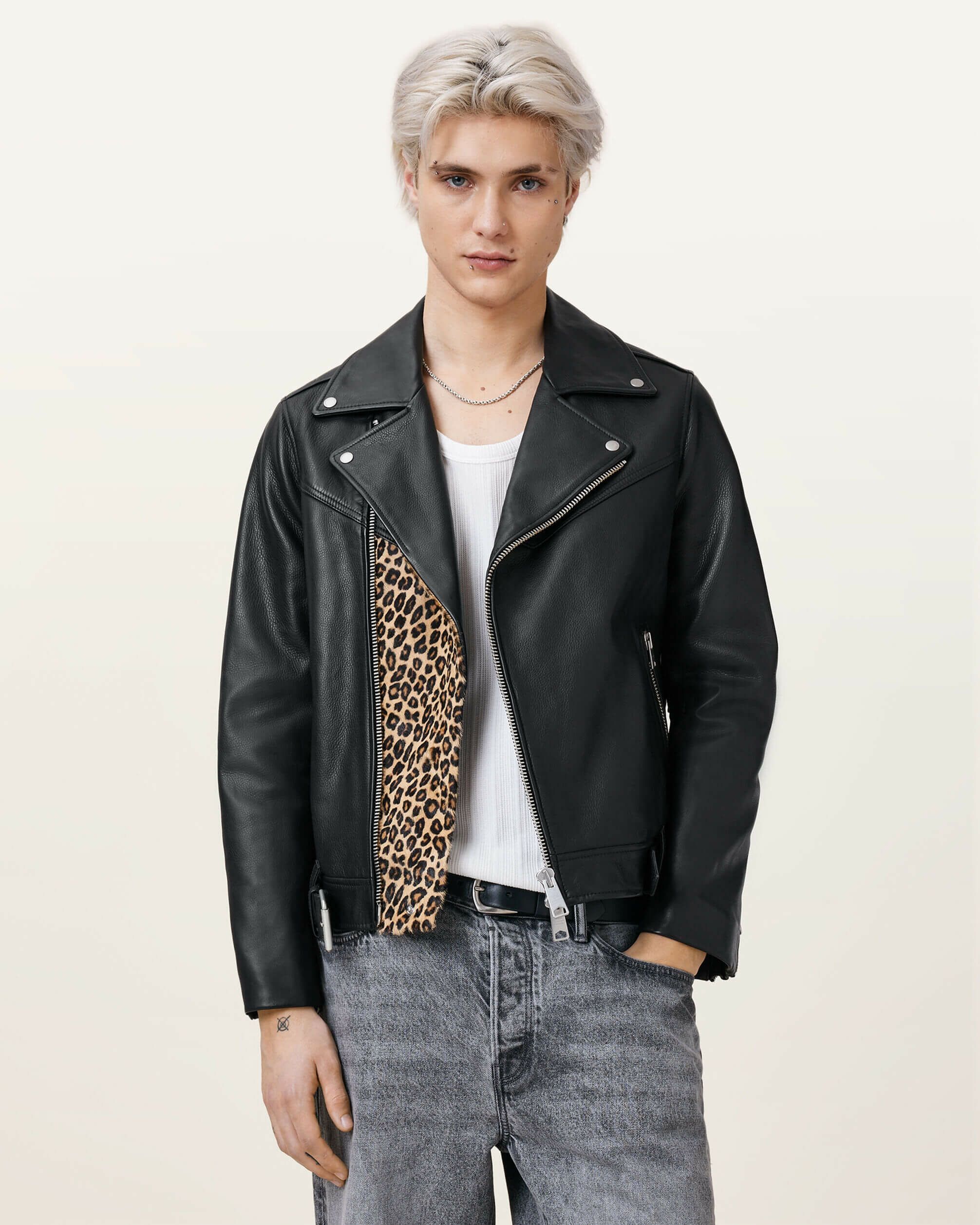 TROST LEATHER FUNNEL NECK BIKER JACKET | オールセインツ 公式 