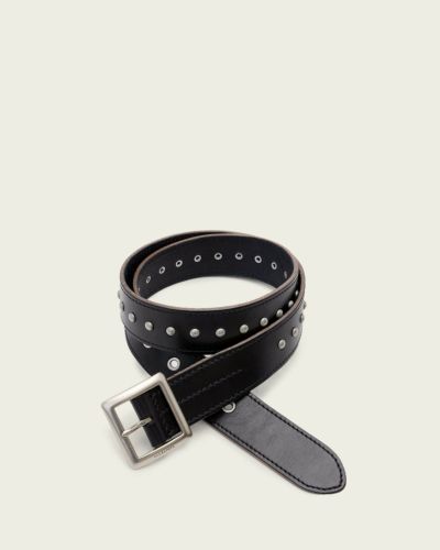 ALLSAINTS Iryna Removable Bag Leather Belt in Black/Gold