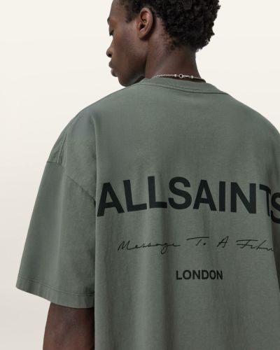 (取寄) オールセインツ メンズ アンダーグラウンド クルー AllSaints men Underground Crew Garnet Green UNDERGROUND OVERSIZED CREW NECK T-SHIRT | オールセインツ 公式